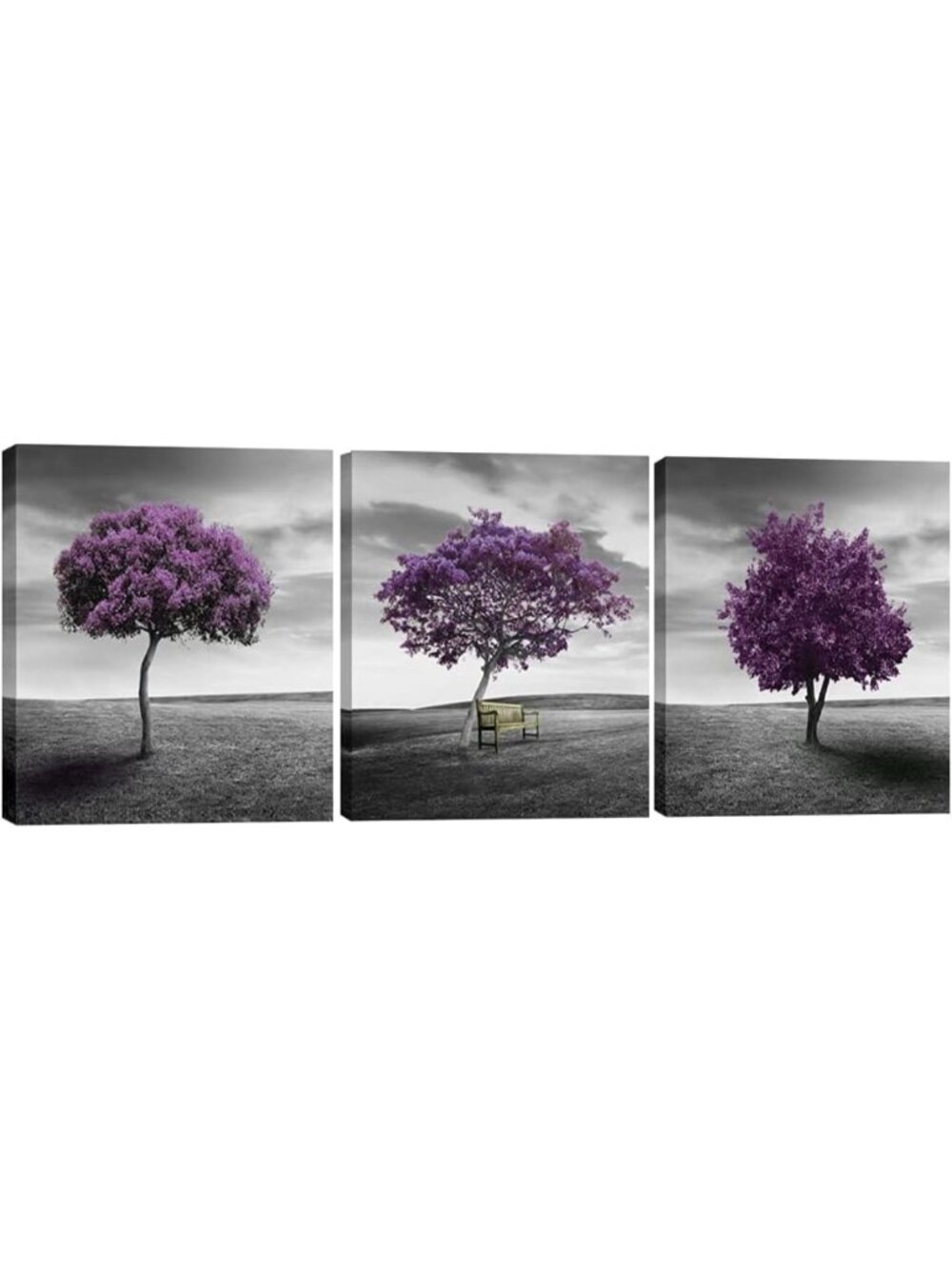 Large Purple Trees Canvas Art - Modern Giclee Wall Decor for Living Room